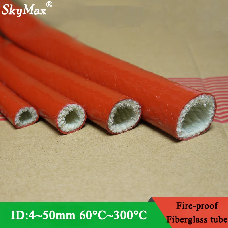 Thickening Fire Proof Tube Id 20mm Silicone Fiberglass Cable Sleeve