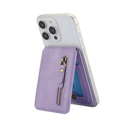 Magnetic Zipper Wallet with Vertical Card Slot and Universal Magnetic Compatibility (PURPLE)