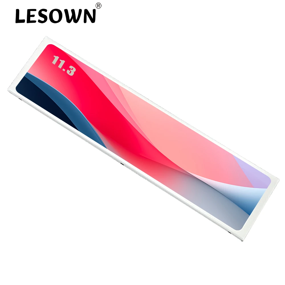 LESOWN 11.3 8.8 7.9 inch Long Bar Monitor IPS 1920x480 White mini Strip LCD Screen Display with Support Auxiliary Screen for PC