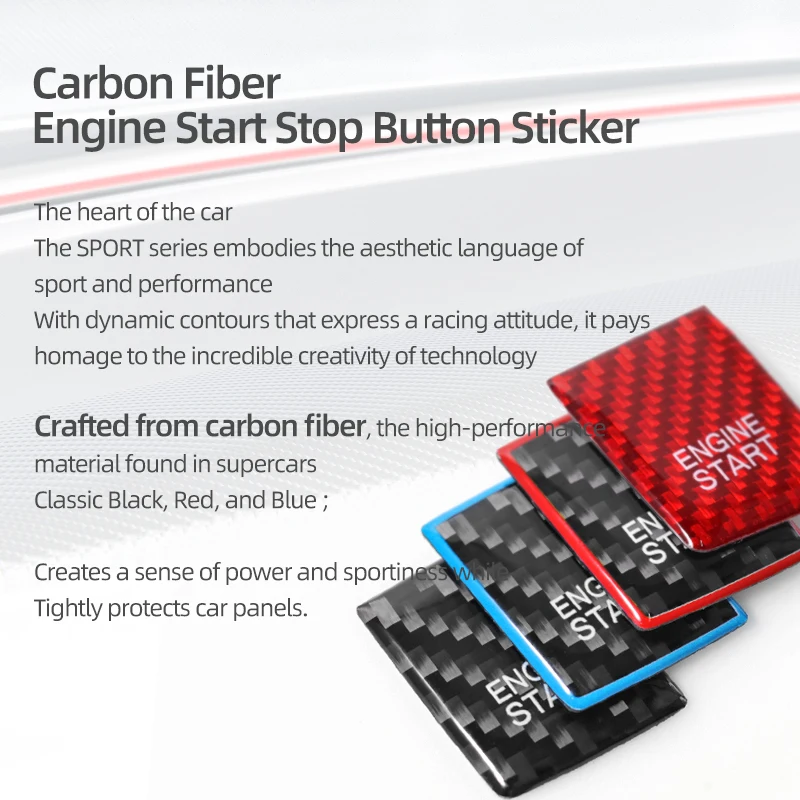 Carbon Fiber Engine Ignition Start/Stop Button Trim Stickers - Car Interior Decoration Accessories