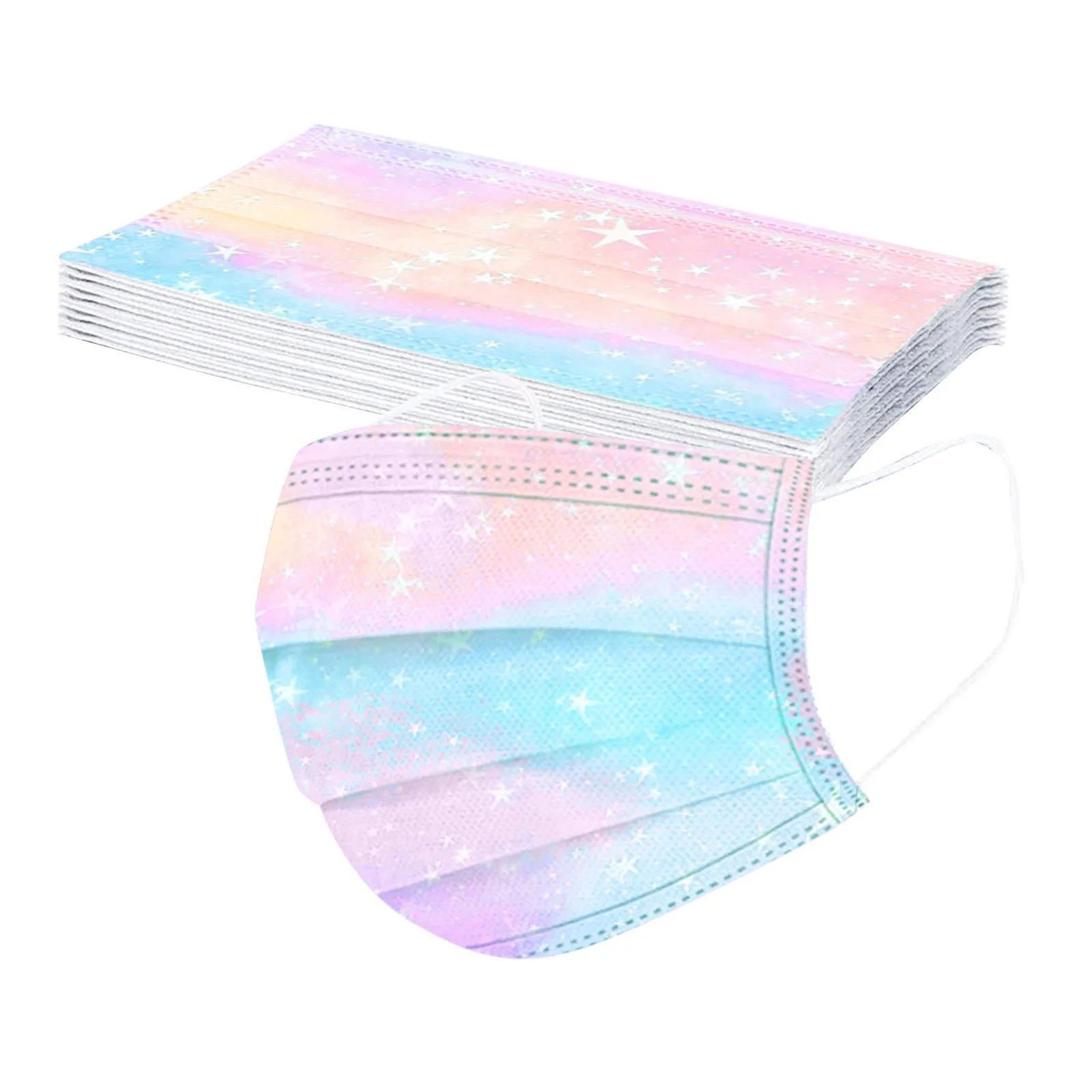 Children Tie-dye Gradient Printed Three-Layer Dust-Proof Disposable Mask 10PC