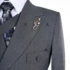 Cenne Des Graoom 2024 New Elegant Grey Suits for Men Double Breasted Hand Sewn Buttons 2 Pieces Set High Quality Wedding Party 2