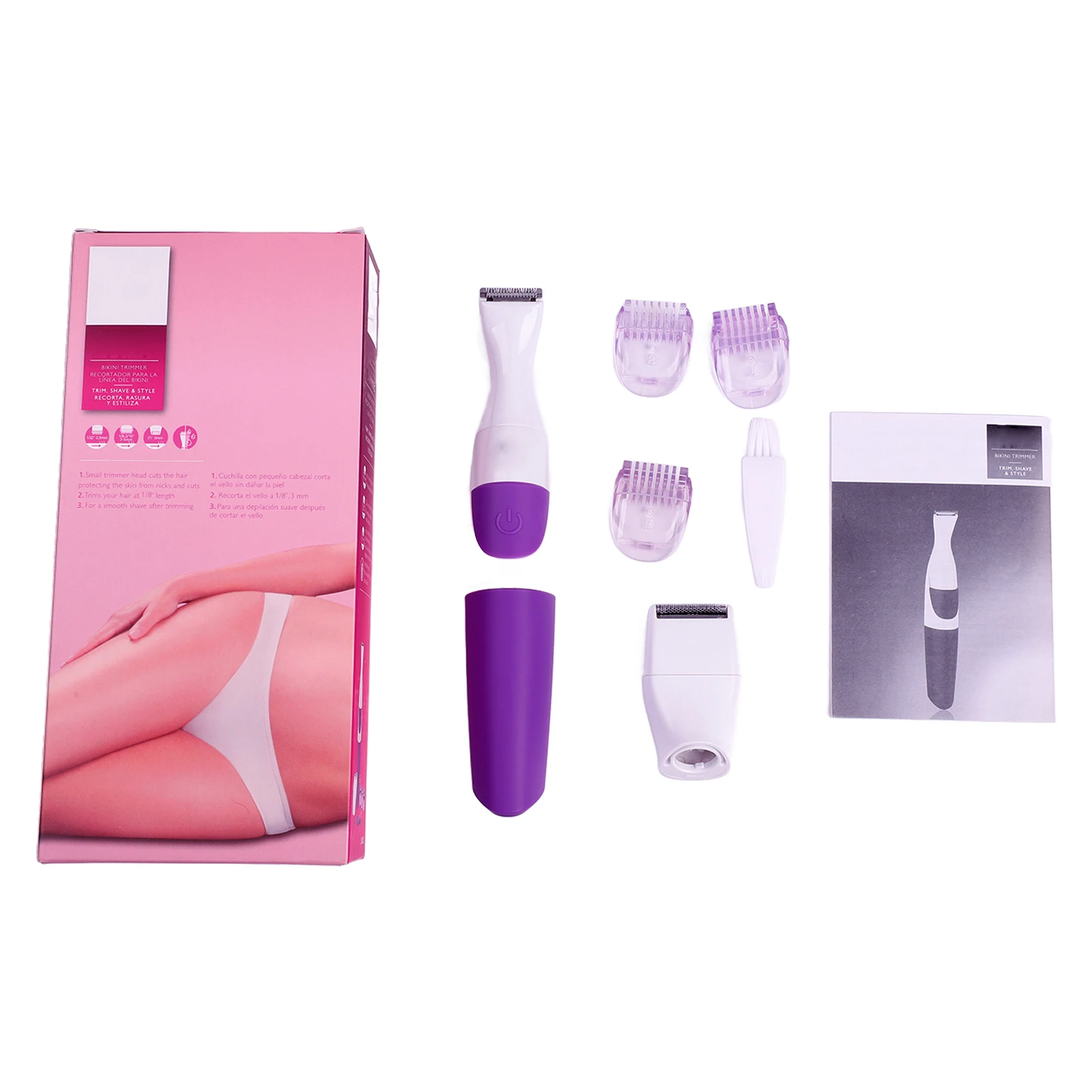 

2 in 1 Women Epilator Hair Removal Wet Dry Electric Cordless Flexible Head Bikini Trimmer Epilator Purple