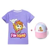 New Summer Kids Short Sleeve T-shirt game Fun squad Children's Clothing Boys Girls Clothes Cartoon Casual Cotton T-shirt +hat 2