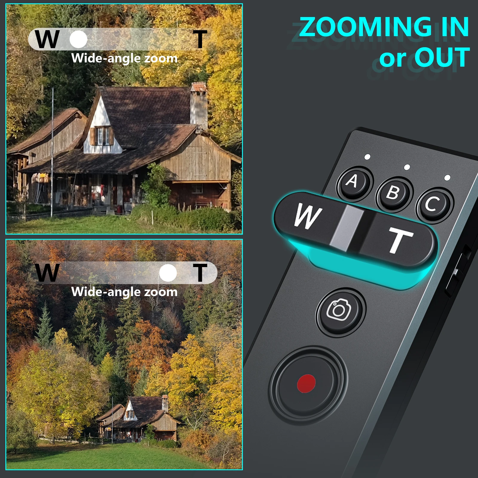 AODELAN 4 in 1 Bluetooth Wireless Remote Control BR-SS for Canon Sony Nikon and Phone Camera Video Recording Focus Pictures camera remote shutter button camera remote shutter release