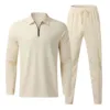 2024 Spring And Autumn Men's Two-Piece Breathable Waffle Lattice Zipper Pocket Lapel slim  Coat and Pants Men's Suit 2