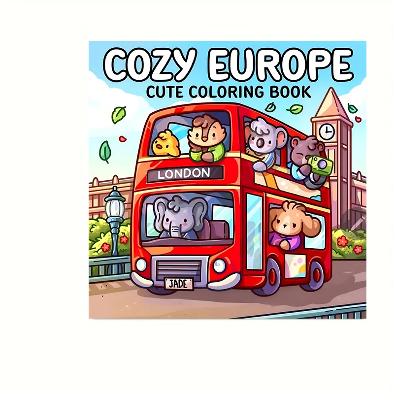 28 Pages Cutie Europe Coloring Book for Adult | Colouring Book, Drawing Supplies for Christmas, Thanksgiving