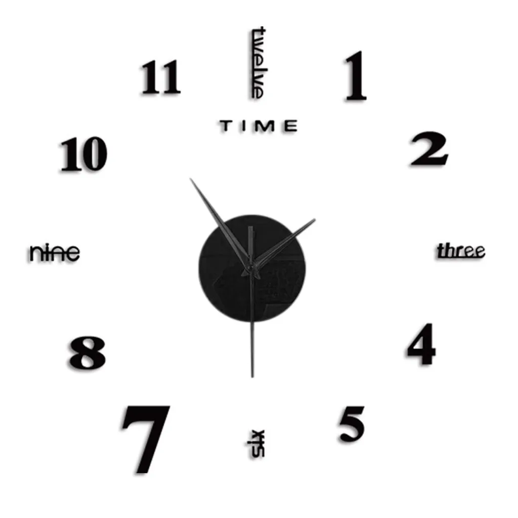 Diy Clock 1PC 50cm/100cm Frameless 3D Mirror Surface Sticker Home Office Decor