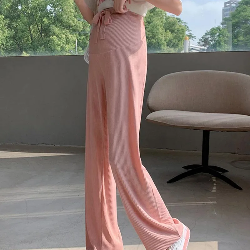 Maternity Pants Plus Size Maternity Pant Summer Maternity Ice Silk Pant Summer Wear Wide-leg Thin Outer Wear Loose Pleated