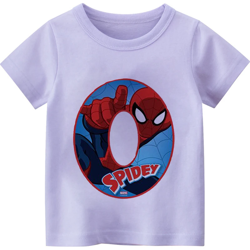 New Children Boy Disney spiderman My 0-9th Birthday Number Print Name T-shirt Birthday Gift Present Clothes Baby Letter Tops Tee vintage t shirts