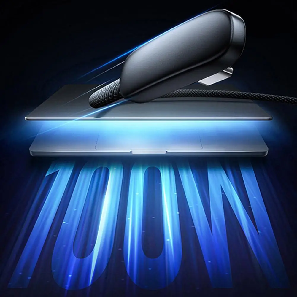90도 각도 인터페이스를 갖춘 100W Type-C 데이터 케이블, 편조형 데이터 케이블, 100W 초고속 충전