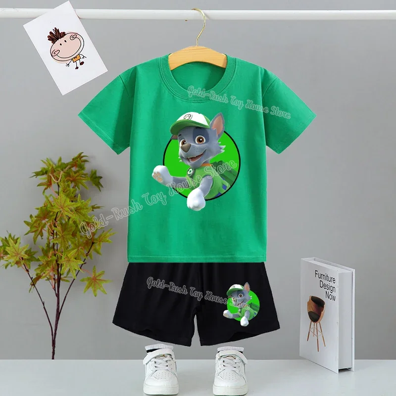 Paw Patrol Tracksuit Suit Chase Marshall Rubble Clothes Set Boy Girl T Shirt Shorts 2pcs Kids Suit Short Sleeve Children Outfit