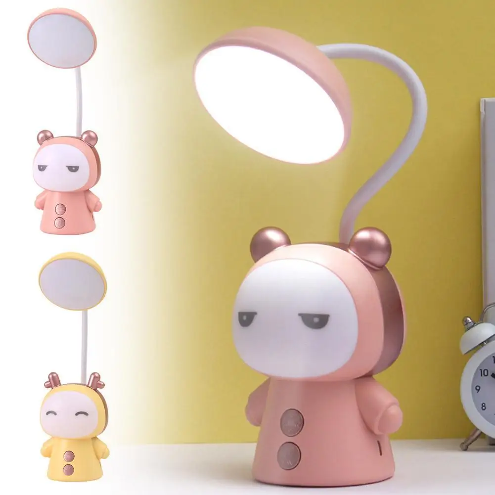 

Cute Cartoon Doll Nigh Light USB Recharge Creative Practical Study Led Table Lamp Child Eye Protection Learning Desk Lamp 2color