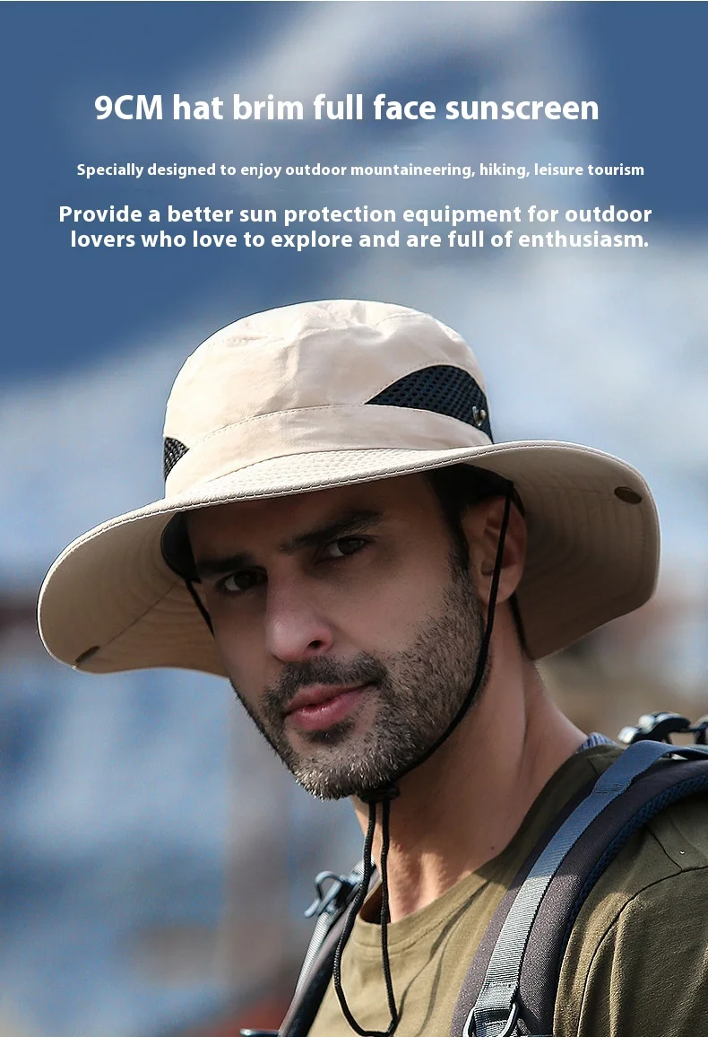 Description Picture 4 of itemMen'S Summer Outdoor Fishing Cap Breathable Sun Protection Large Brim Hat Fishing Sunshade Mountain Climbing Hat Xmz74