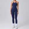 Seamless Yoga Jumpsuits Sports Fitness Cross Straps Beauty Back Peach Hip Raise Tight One-piece Gym Workout Tracksuits for Women 3