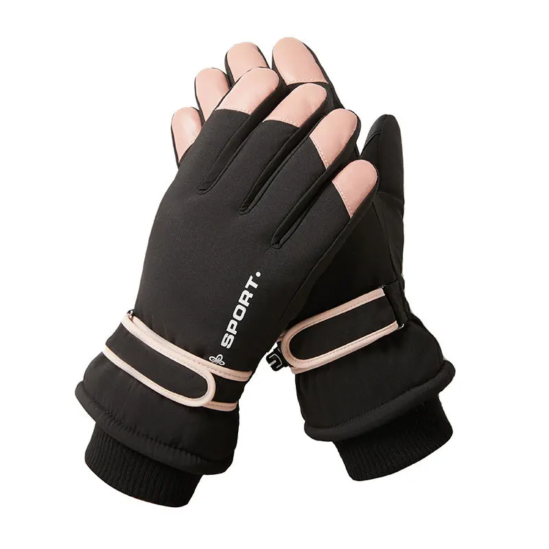 

Men Women Winter Plush Warm Sport Moto Cycling Glove Elastic Knit Wrist Windproof Waterproof Touch Screen Skiing Mitten N51