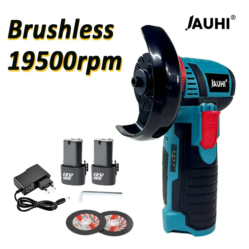 

JAUHI 12V Mini Brushless Angle Grinder with Rechargeable Lithium Battery Cordless Polishing Machine Diamond Cutting Power Tool