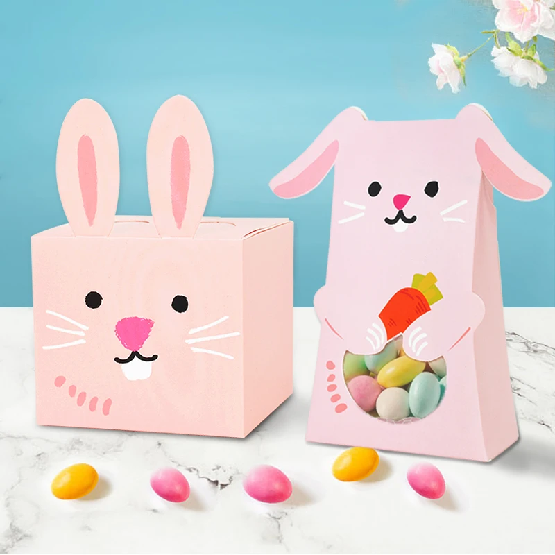 

5pcs Happy Easter Candy Boxes Creative Bunny Rabbit Gift Box Kids Favors Easter Party Packaging Birthday Baby Shower Decoration