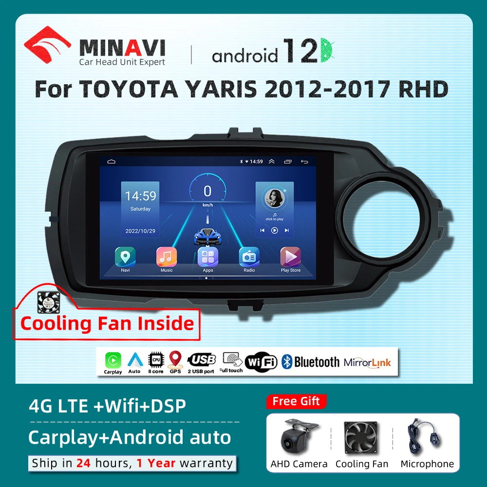 

9" Android Player For TOYOTA YARIS VIOS RHD 2012 2013 2014 2015-2017 Carplay Car Head Unit Radio Stereo Multimedia GPS Navi DVD