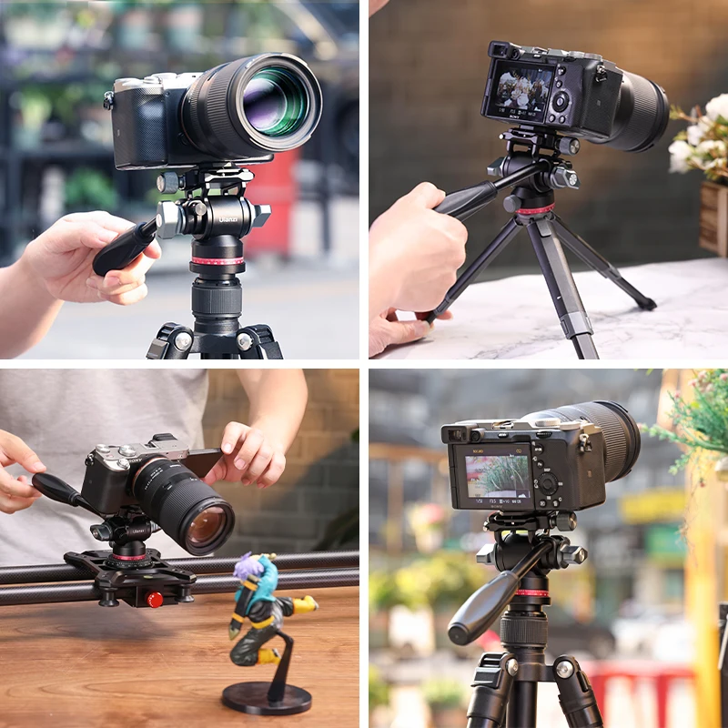 Ulanzi U-190 Fluid Hydraulic Ball Head Panoramic Video DSLR Camera Tripod Head with Handle Arca for Monopod Tripod Pan Head