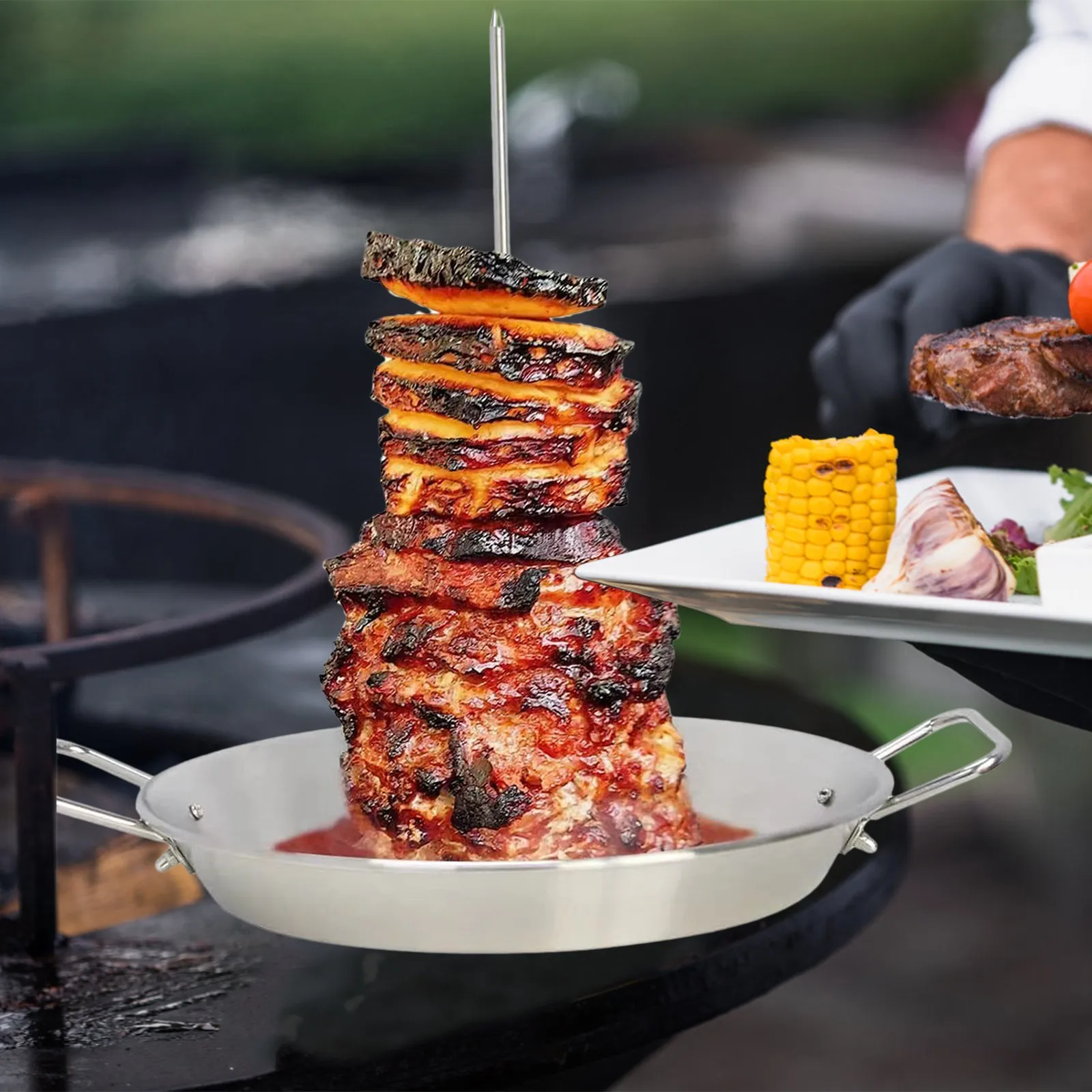 Vertical Skewer For Grill Brazilian Skewers For Home Made Tacos Al Pastor Shawarma Brazilian Churrasco Stainless Steel barbecue grill