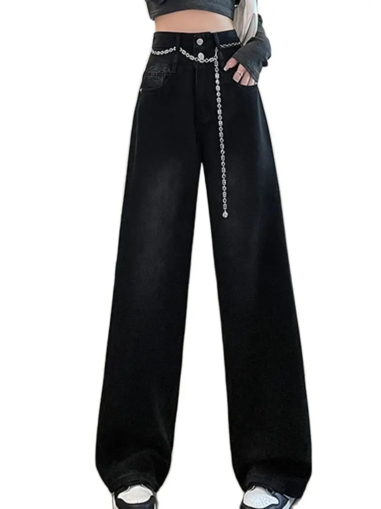 

Casual High Waist Gradient Denim Loose Leg Pants 2023 Autumn New Fashion Women'S Clothing