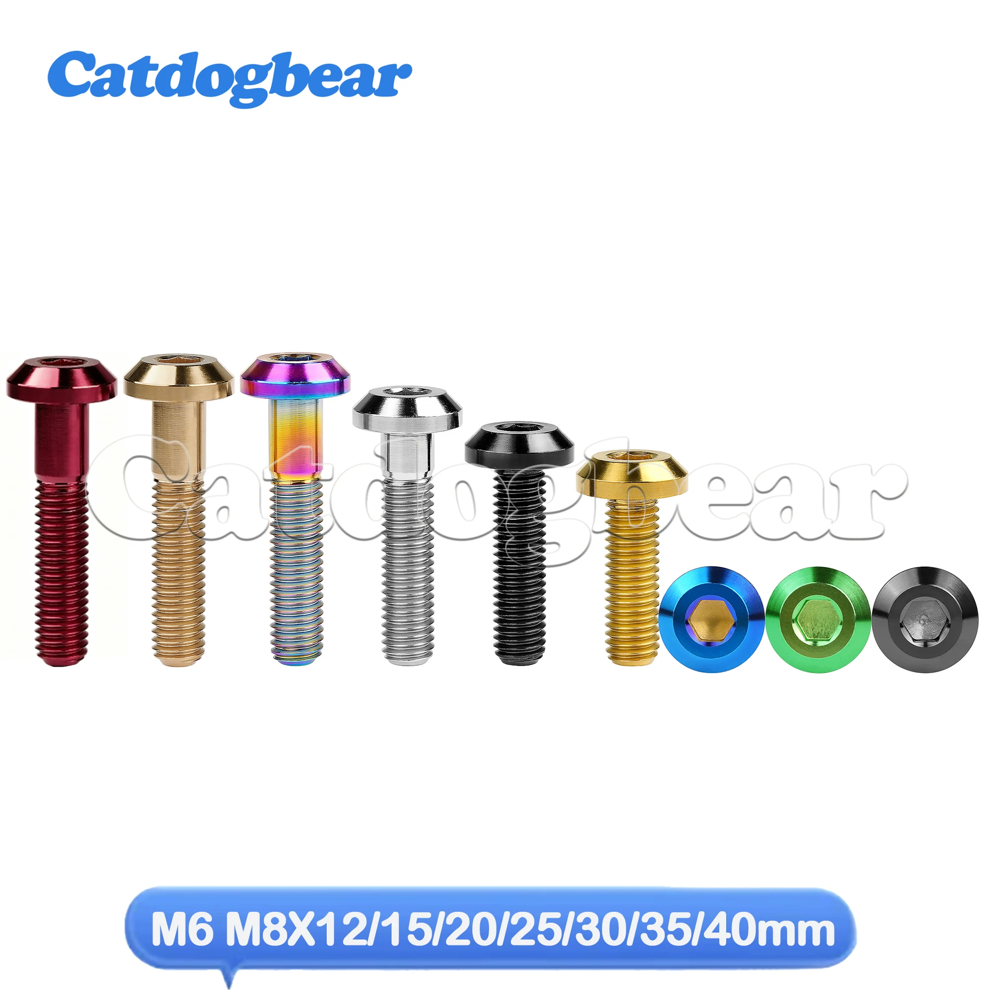 Catdogbear Titanium Bolt M6 / M8X12 40mm Allen Key Head Screw for Bicycle Motorcycle Bolt