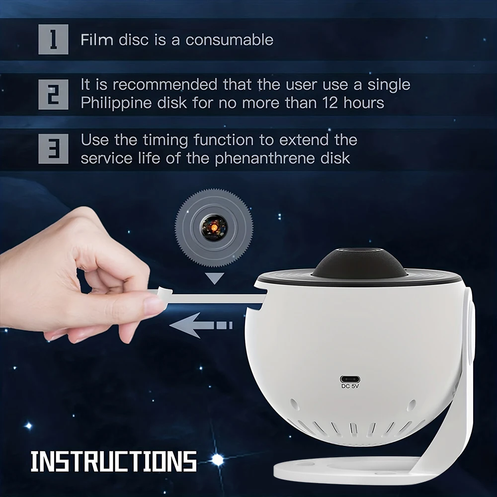 13-in-1-Galaxy-Projektor, HD-Bildbereich-LED-Nachtlicht, 13 Filmscheiben, 360° ° Drehbarer 1/2-Stunden-Timer für Kinder- und Erwachsenenschlafzimmer – Detail 5