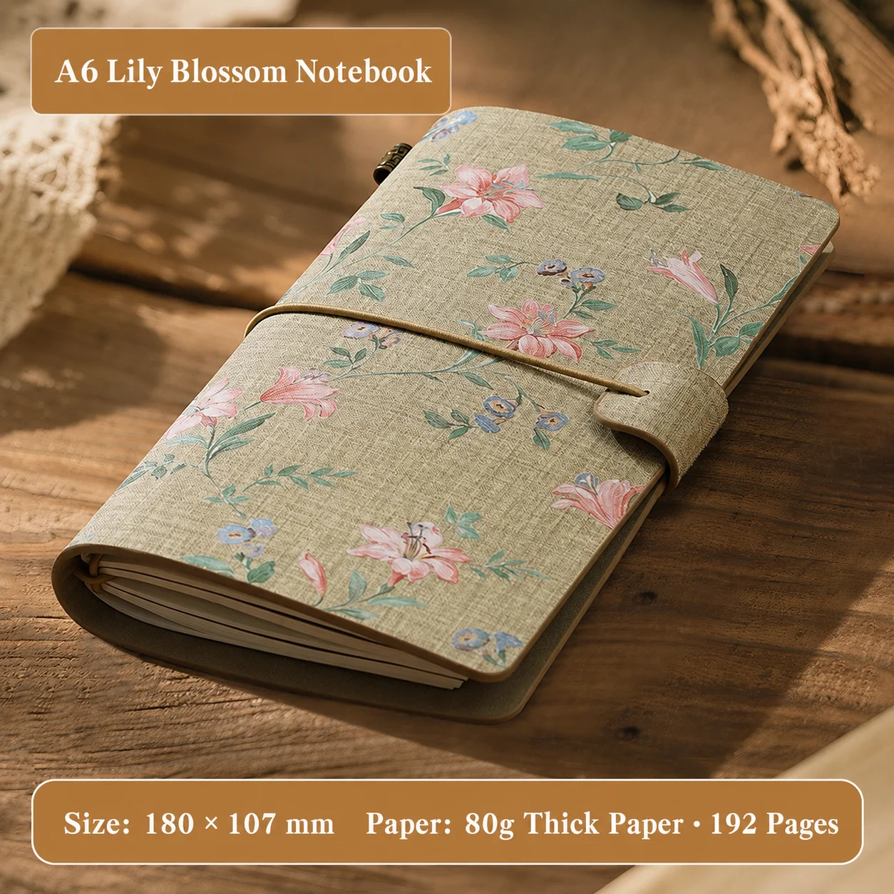 Eco-Friendly Floral Print Loose Leaf Journal with Thick Cloth PU Cover