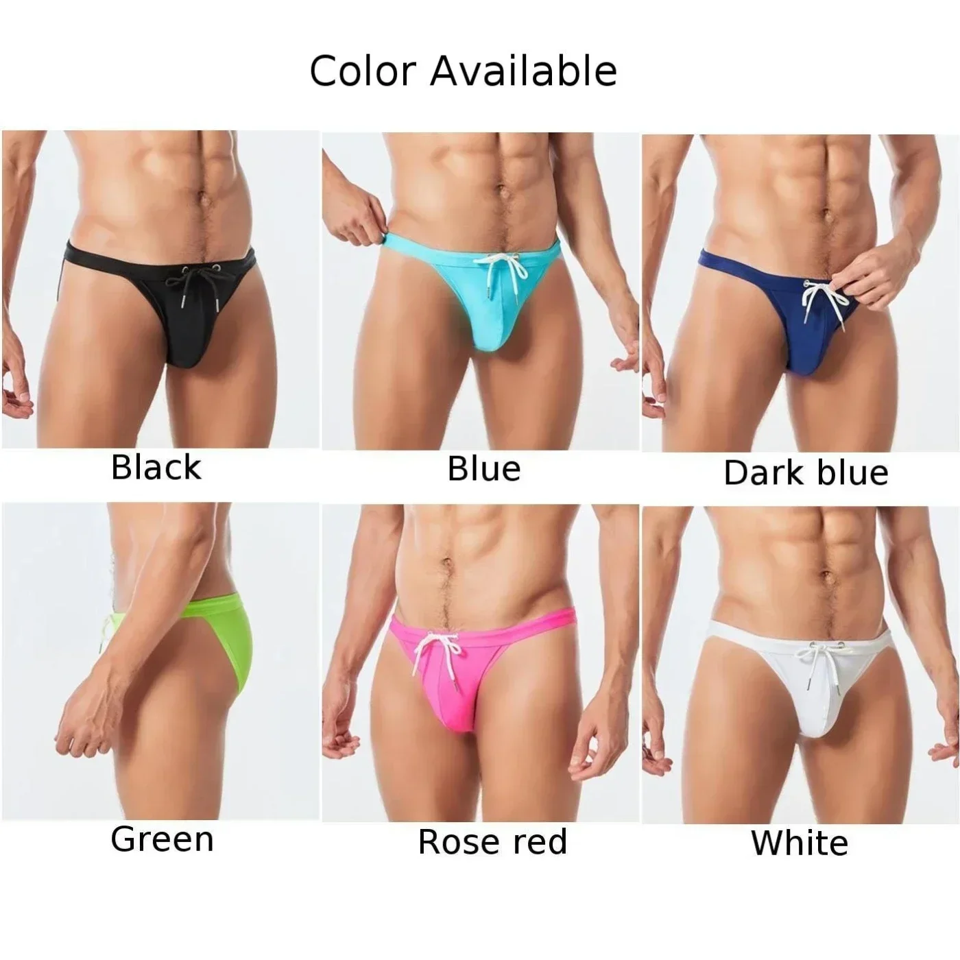 Men Summer Swimwear Swim Briefs Low Waist Bikini Beachwear Surf Board Shorts Sleepwear Undies Swimming Beach - 5