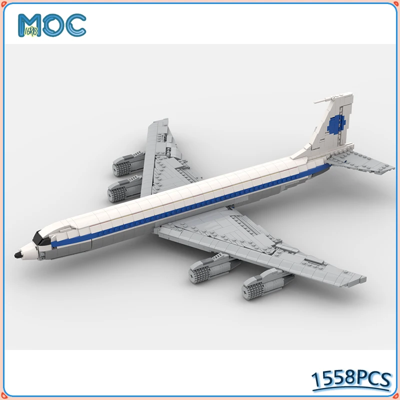 

MOC Building Blocks Boeing 707 Pan Am Jetliner 1:80 Scale Aircraft Model Diy Assemble Bricks Creative Toys Xmas Gifts