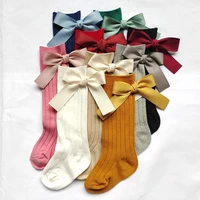 New Winter Children's Socks With Bows Toddlers Girls Knee High Sock Cotton Soft Baby Long Tube Socken For Kids Stockings 2