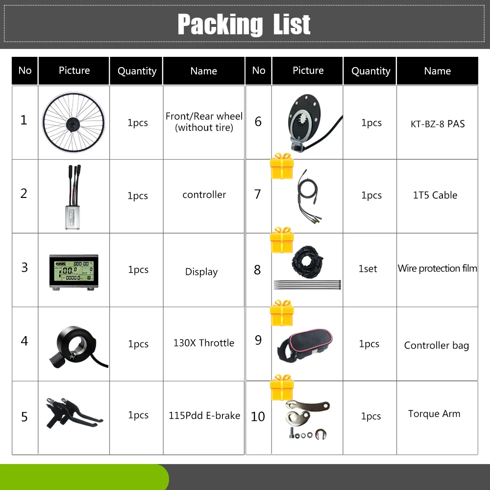 250W Ebike Front Rear Rotate/Cassette Motor Waterproof Conversion Kit with 16 20 24 26 27.5 28 29 Inch 700C for Electric Bicycle