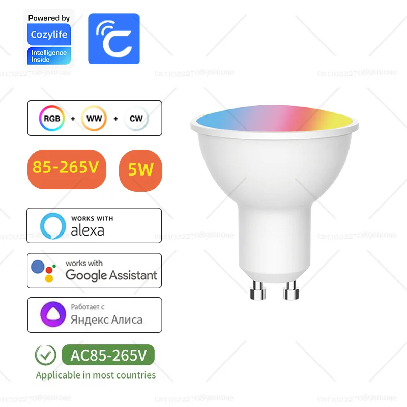 Smart Led Light Bulbs ZigBee GU10 WIFI Smart LED Bulbs RGB CW White 5W Dimmable Lamps APP Control Light Bulbs Work Alexa/Google Siri switch lamp