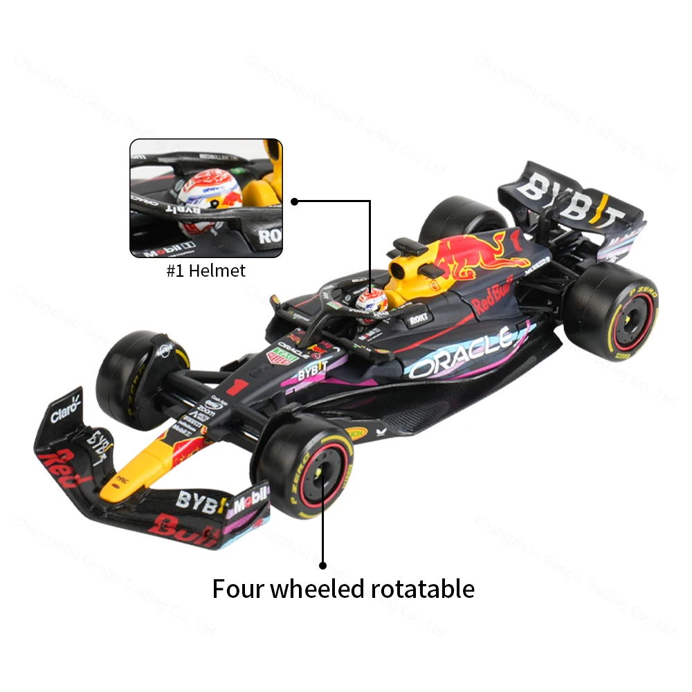 Bburago 1:43 레드 불 2023 마이애미 F1 레이싱 RB19 다이 캐스트 차량 모델, 포뮬러 레이싱 카 장난감, 아크릴 박스