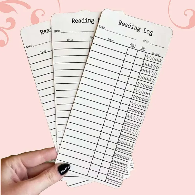 25 Marcapáginas Con Lista De Lectura Y 5 Decoracion Con Flecos, Tarjeta Personal De Biblioteca