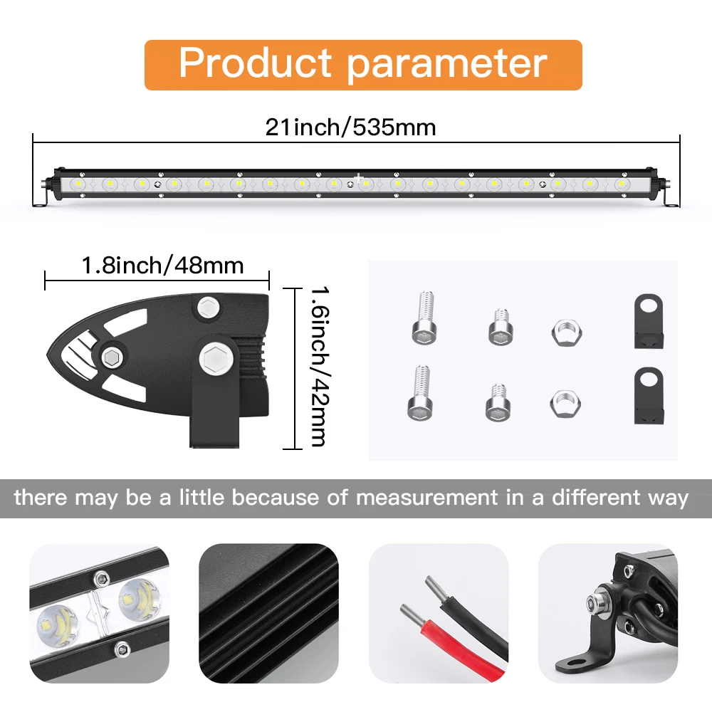 7/13/21inch Led Work Light Bar for Car Spotlights Flood Spot DRL Hi/Lo Beam 30