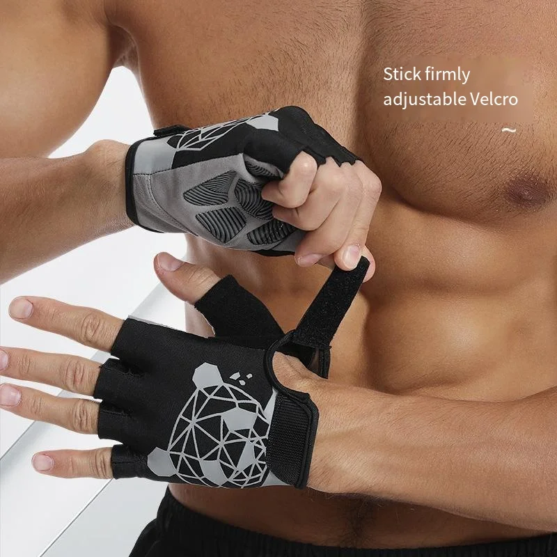 

Design Panda Half Finger Gloves Thickened Silicone Anti-slip Palm Protectors Dumbbell Riding Men's Women's Sports Fitness Gloves