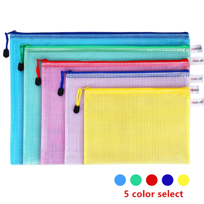 

1Pcs A3 A4 B4 A5 B5 A6 Waterproof Plastic Zipper Paper File Folder Book Pencil Pen Case Bag File Document Bag Korean Stationery
