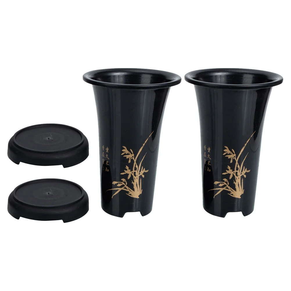 

Flower Pots With Base Orchid Planter Pot Flower Pot Holder Printed Orchid Plant Pot Flower Vase For Garden Room Yard Supply
