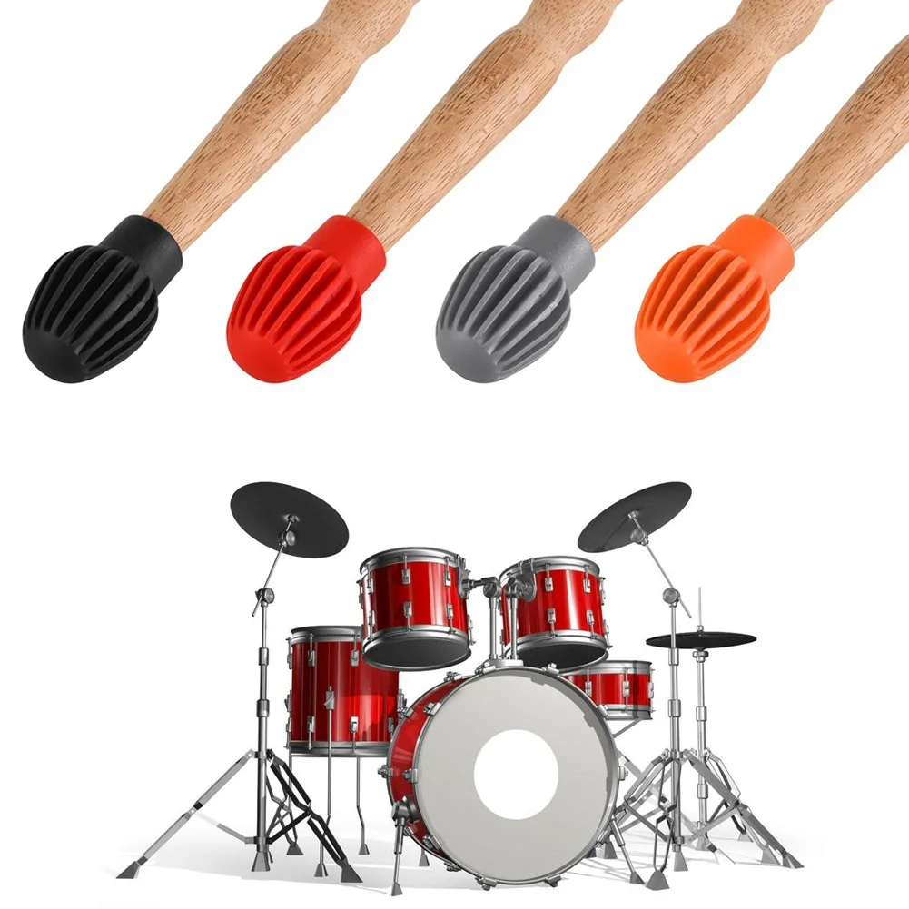 2Pcs Drum Stick Head Rubber Sleeve Drumstick Mute Silencer Practice Accessories Drum Set And Concert Drumsticks Accessory