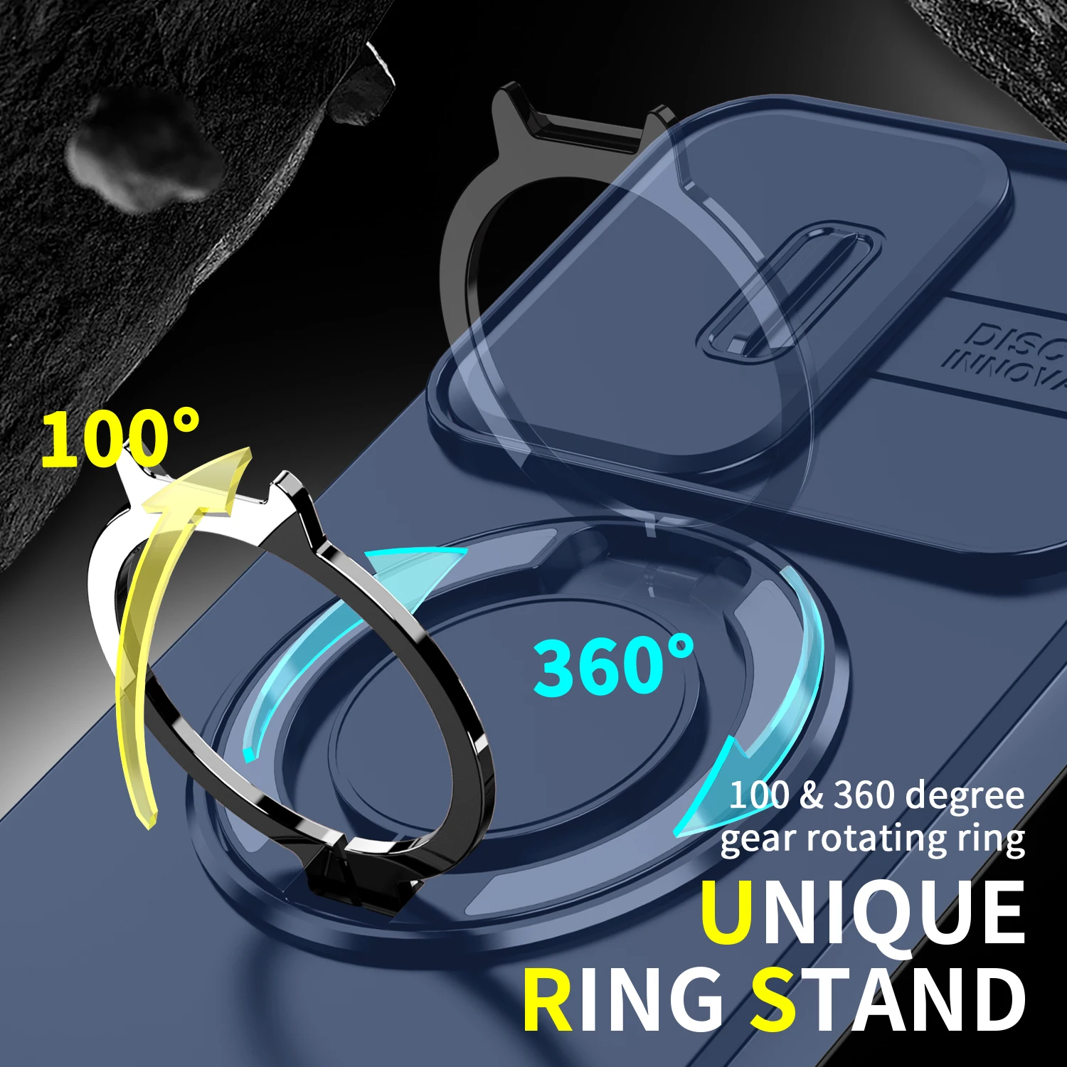 Magnetic Rotating Bracket Phone Case with Smart Sliding Window & Anti-Fall Protection