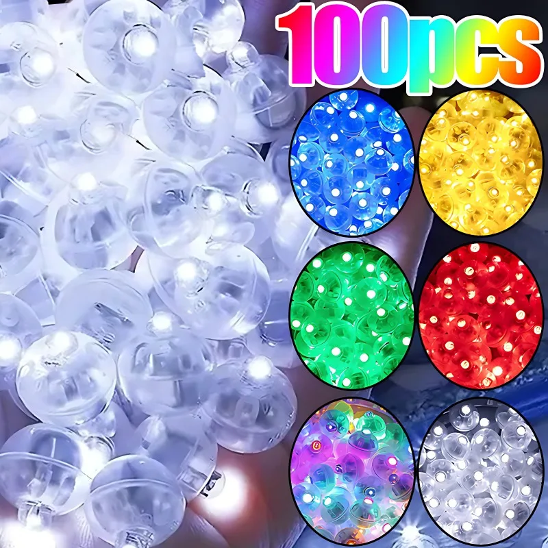 50 Pcs Ballons Lumineux LED Jaunes, Petites Lumières LED Rondes Pour Ballons Fête D'Anniversaire