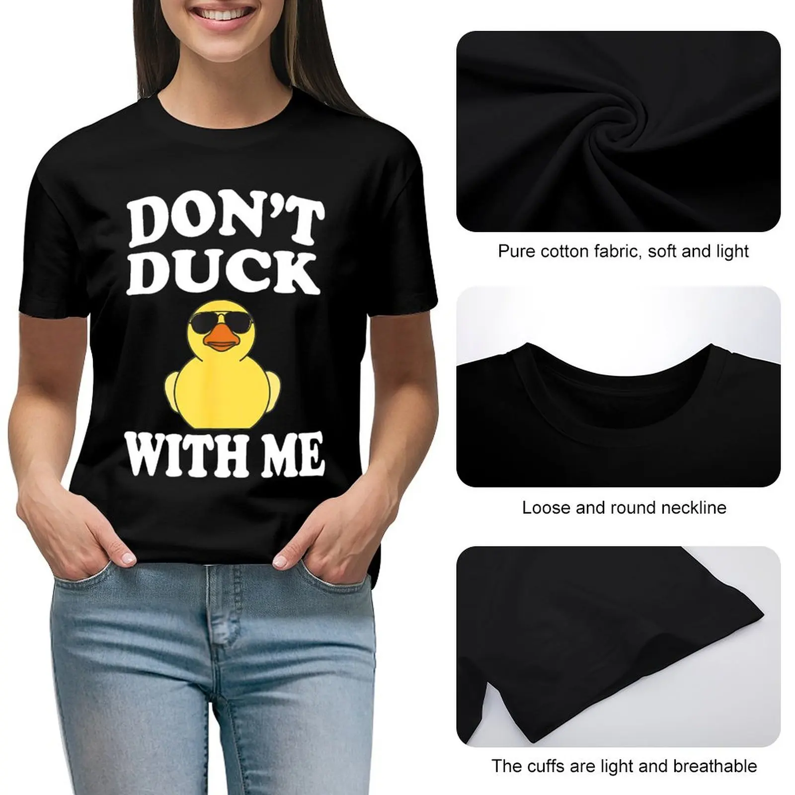 Dont Duck With 재미있는 고무 오리 선물 여성용 티셔츠, 그래픽 셔츠, 캐주얼 반팔 티셔츠