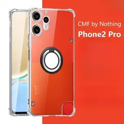 Transparent Shockproof Magnetic Ring Stand Holder Case with Airbag Technology for Nothing CFM Phone 1 (Black)