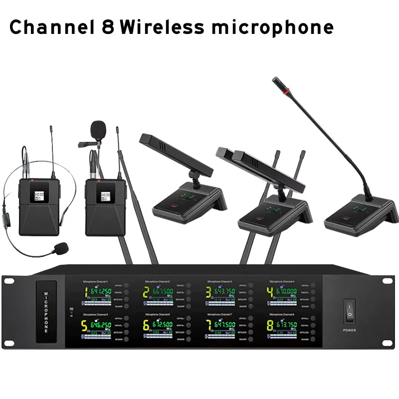 

Antenna diversity eight channel wireless microphone U-segment handheld headset conference engineering KTV WIFI microphone