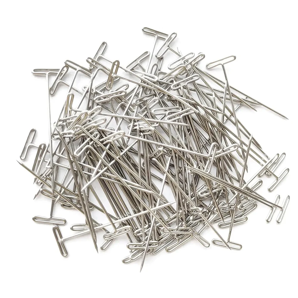 100pcs T Pins Needle for Wigs Sewing Pins Quilting Blocking Knitting for Knitting Crocheting Needlework wig making t pins