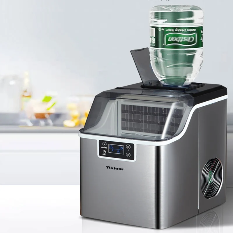 PBOBP Ice Cube Maker 40/60/70KG Water Drain Pump Auto Clean Liquid Freezer Kitchen Appliances Ice Machine Household Commercial