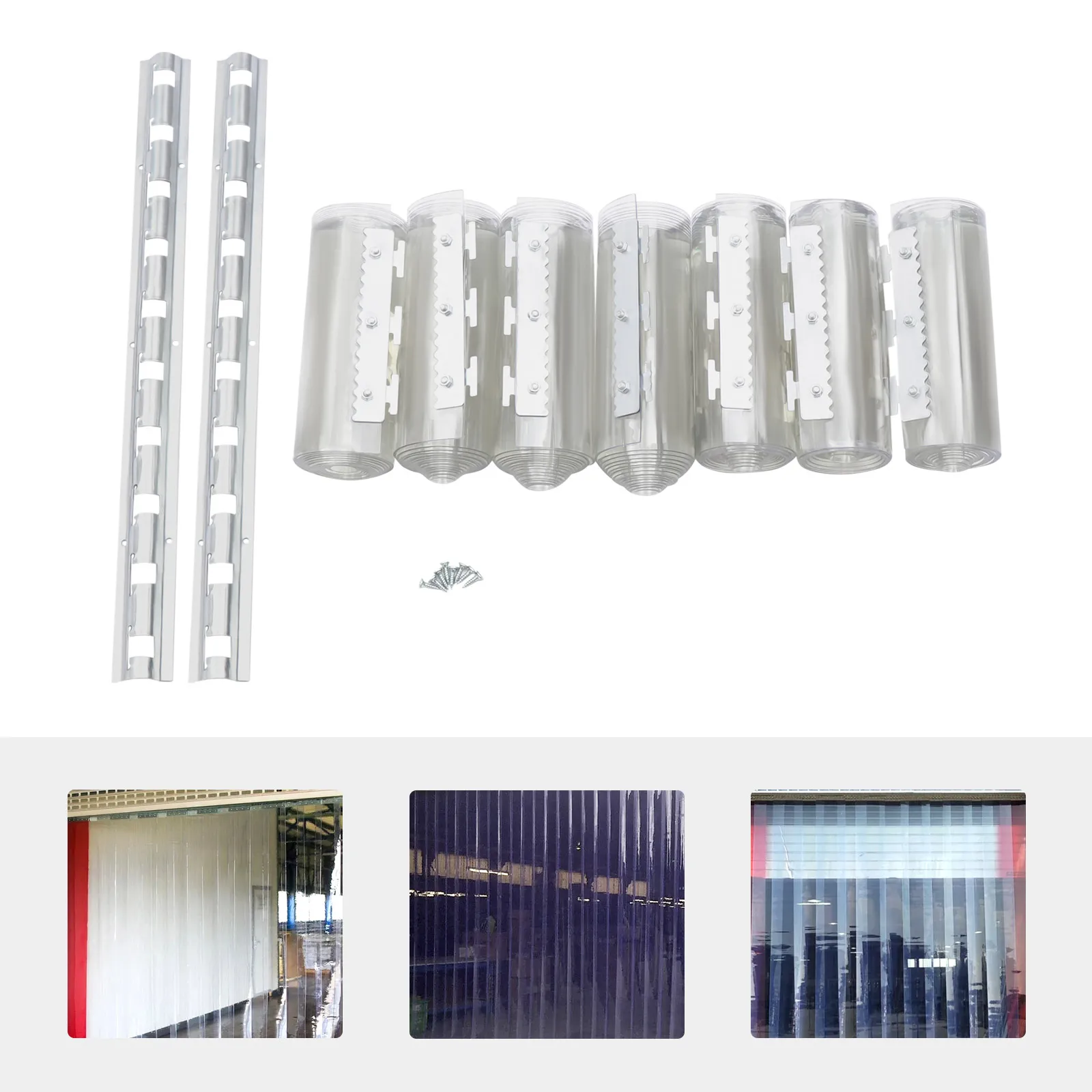Transparenter Streifenvorhang mit Vorgebohrten Löchern 1,05x2m Klarer Industrieller PVC-Streifenvorhang – Detail 5
