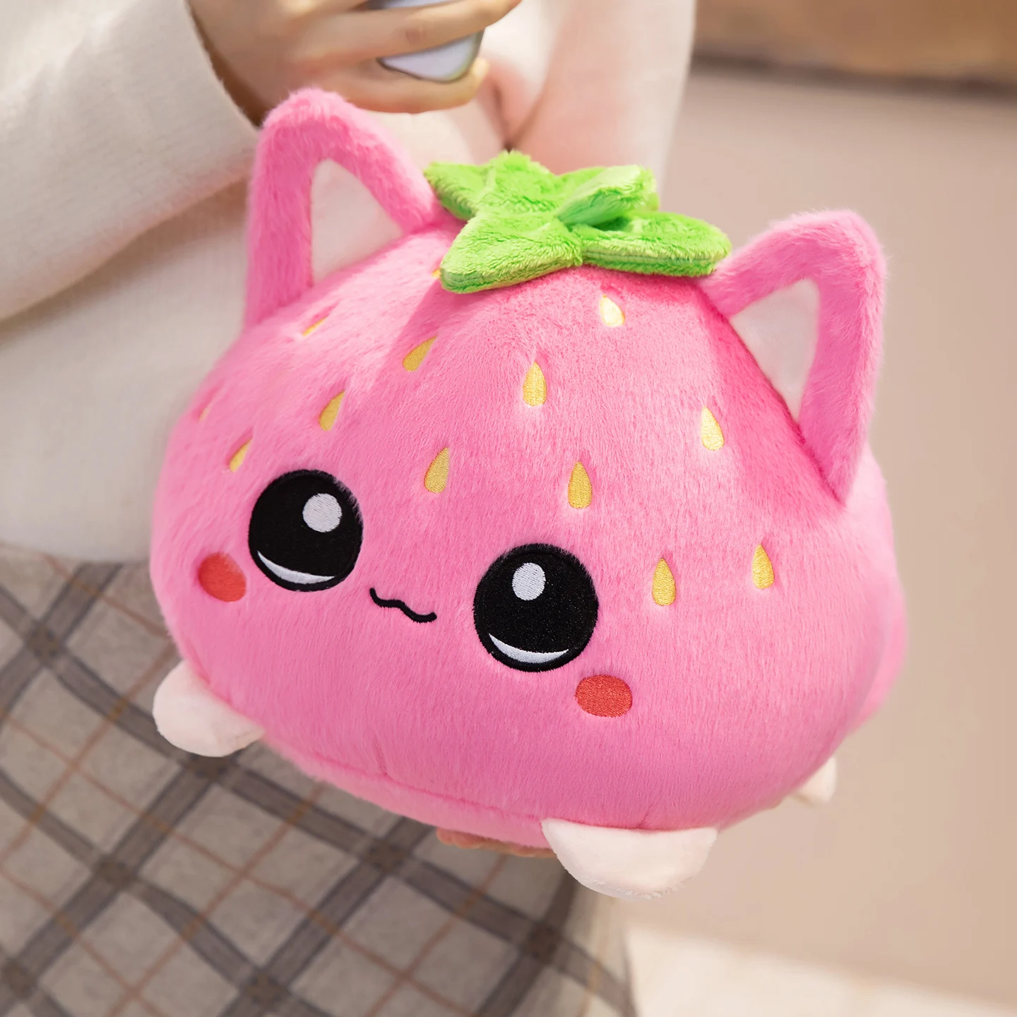 Plush Toy Soft Hug Strawberry Cat Doll Children's Doll Creative Filling Animal Birthday Gift Christmas Decoration